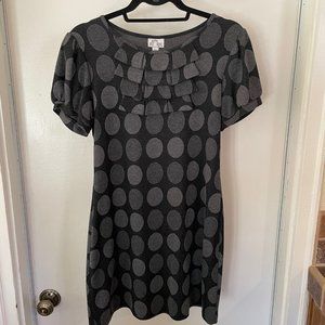 Women's Black and Gray Polka-Dot Tunic Top Size L
